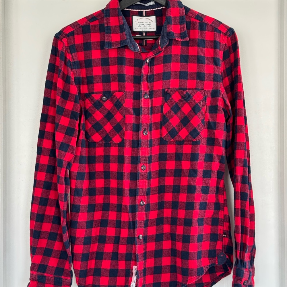 Denim & Flower Red and Black Plaid Men's Shirt
